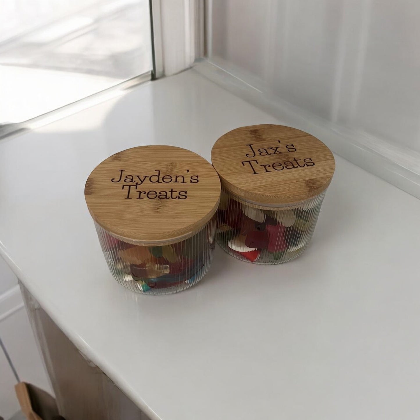 Engraved Bamboo Treat Jars