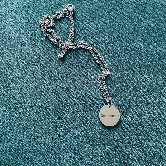 Engraved Silver Circle Necklace